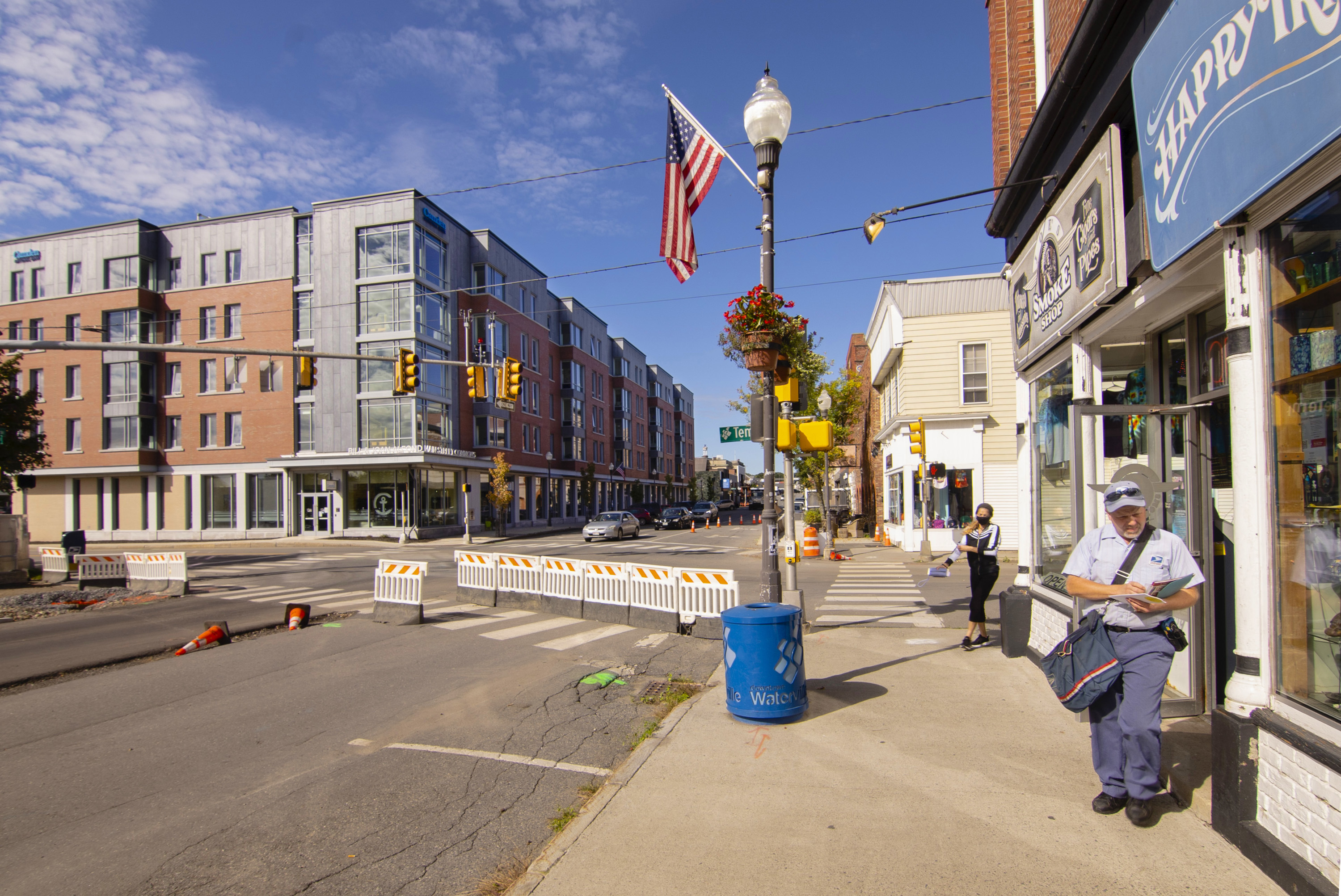 WATERVILLE, ME: OCTOBER 05: WATERVILLE, ME: OCTOBER 05: The Bill and Joan Alfond Main Street Commons, (L) is one of Colby College’s downtown revitalization projects for the city .(Photo by Carl D. Walsh for The Boston Globe)