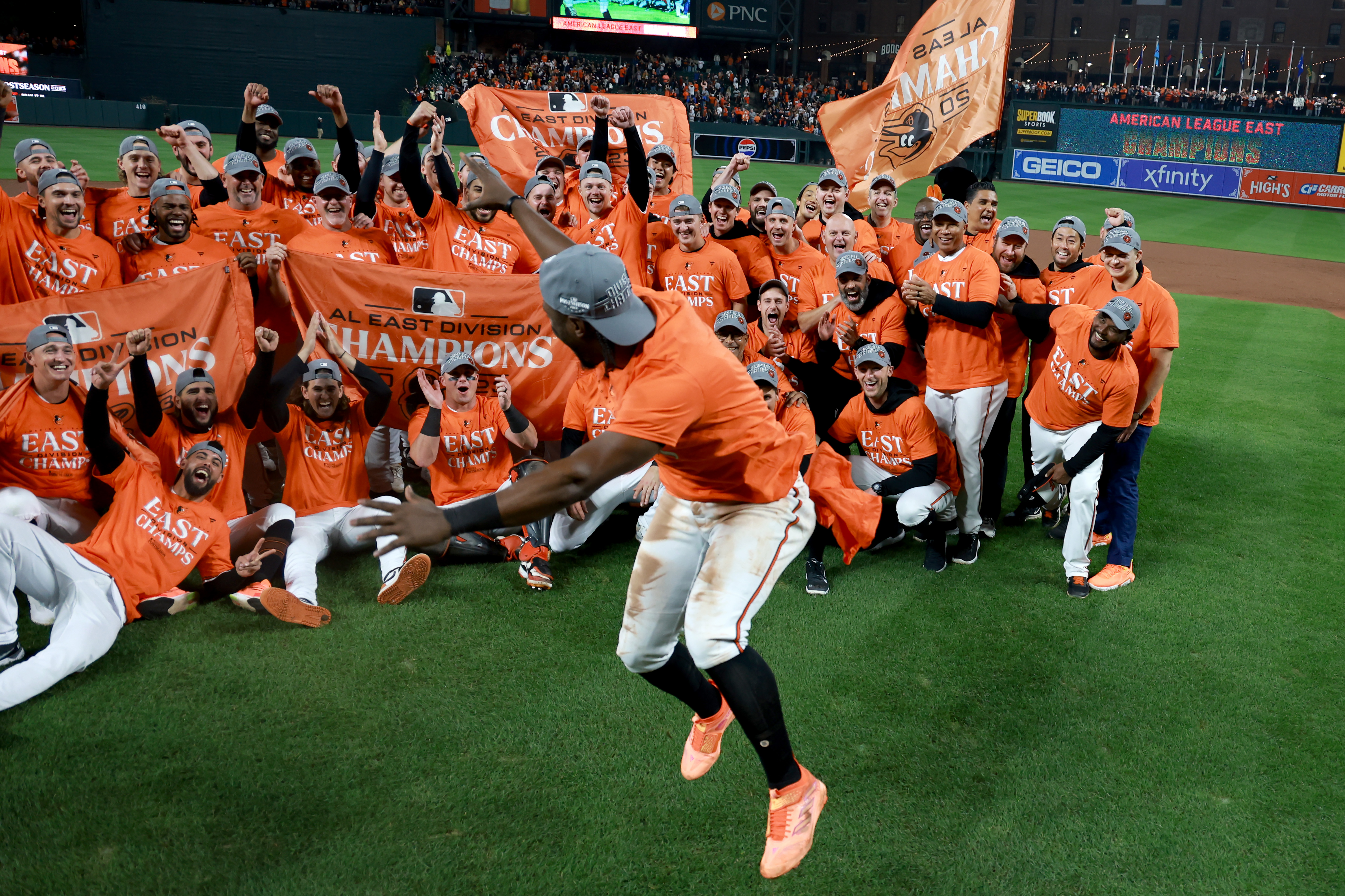 Anthony Santander of the Baltimore Orioles celebrates in the dugout News  Photo - Getty Images