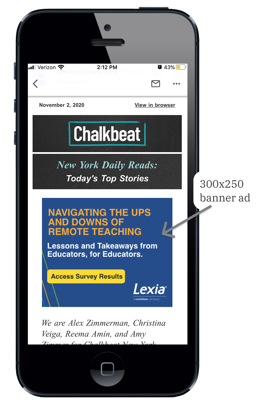 Screenshot of a Chalkbeat New York newsletter on a mobile device.