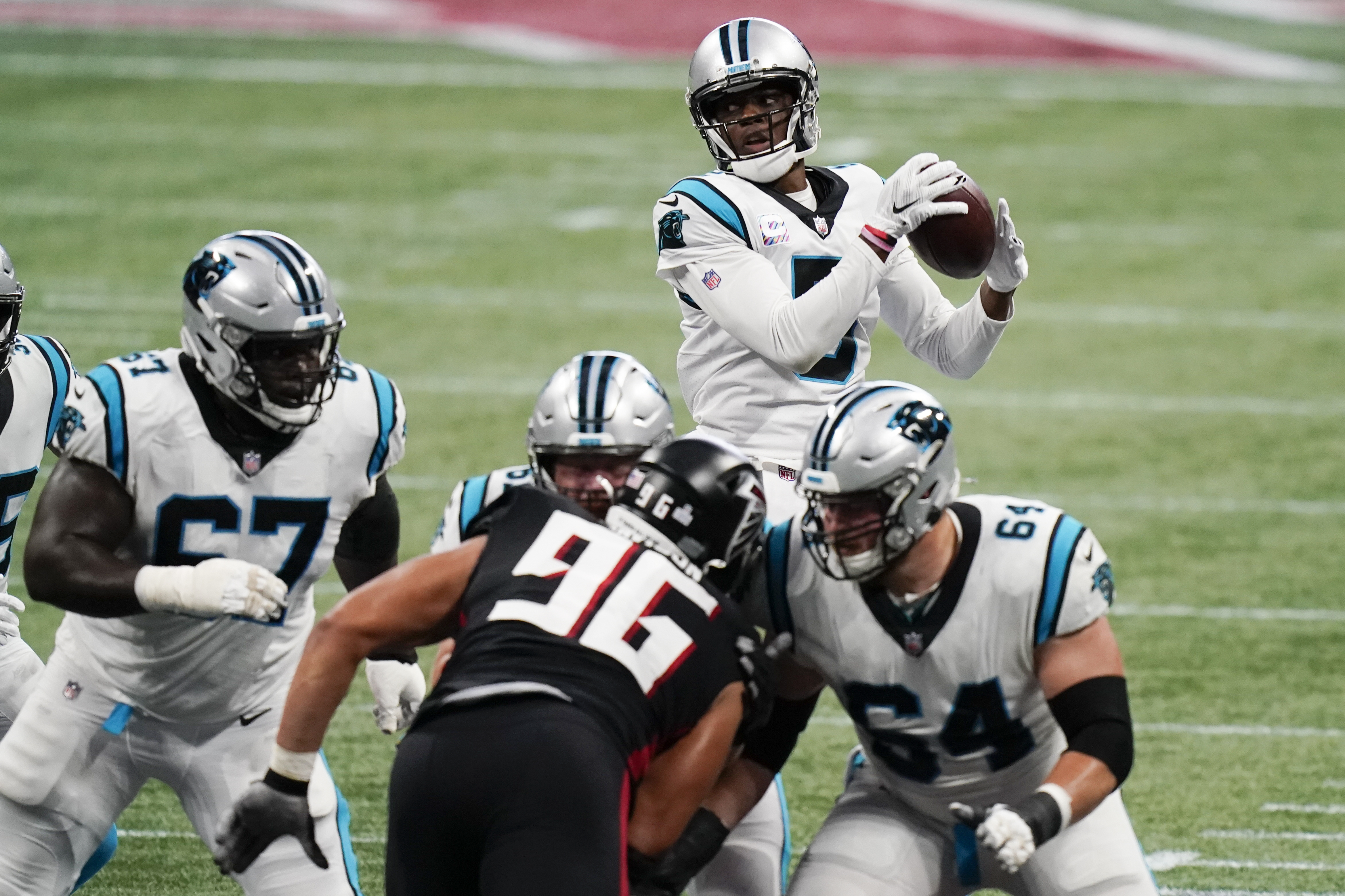 Bridgewater's 2 TDs, Burris pick lead Panthers over Falcons