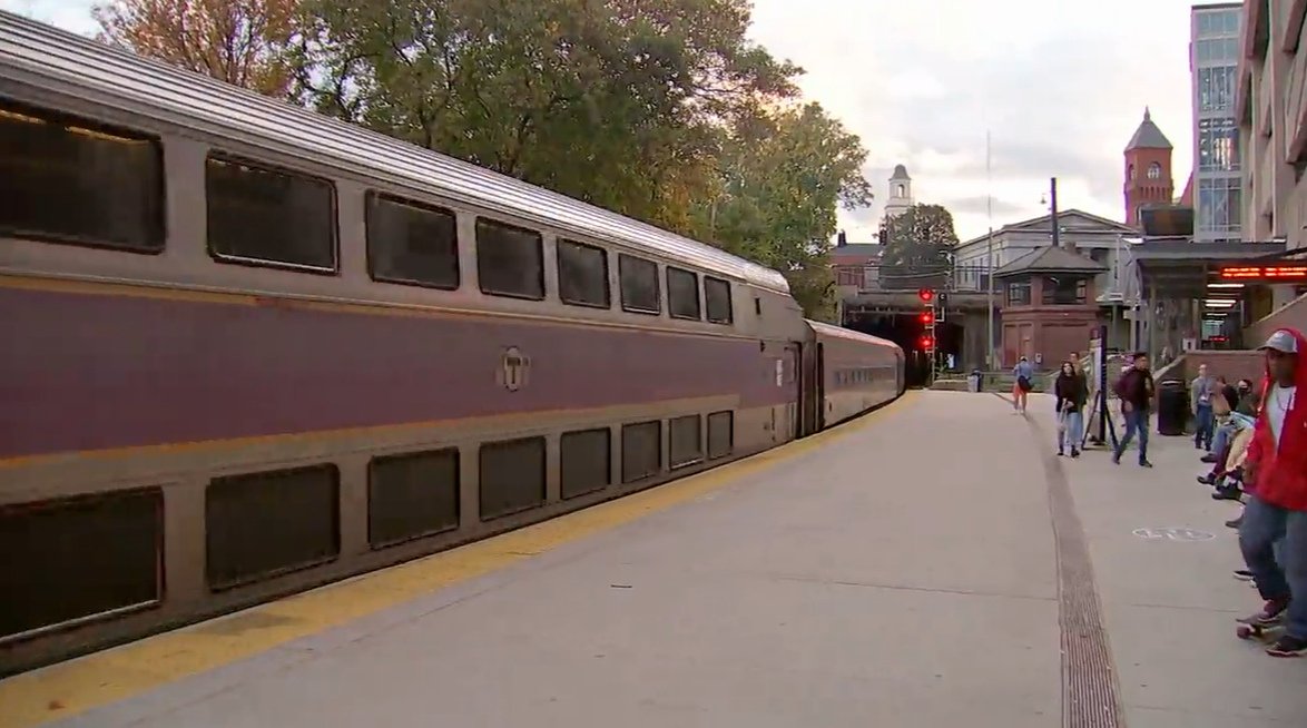 NBC Sunday Night Football bus stops at West Roxbury High School