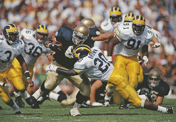 A football from Jerome Bettis' college career at Notre Dame and other  mementos aredisplayed in his parent's home library in Detroit on Saturday,  Jan. 28, 2006. The Bus is coming home for