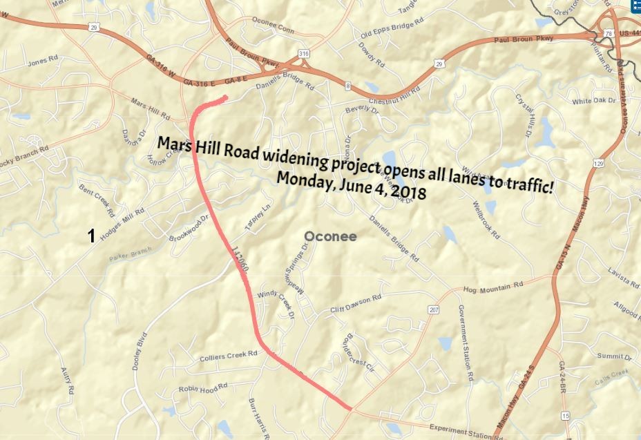 Big day in Oconee Co Mars Hill Rd opens all lanes to traffic WGAU
