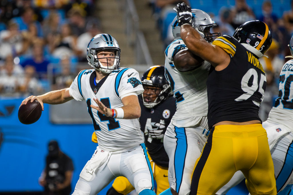 Darnold throws 2 TDs, Panthers smother Steelers backups 34-9