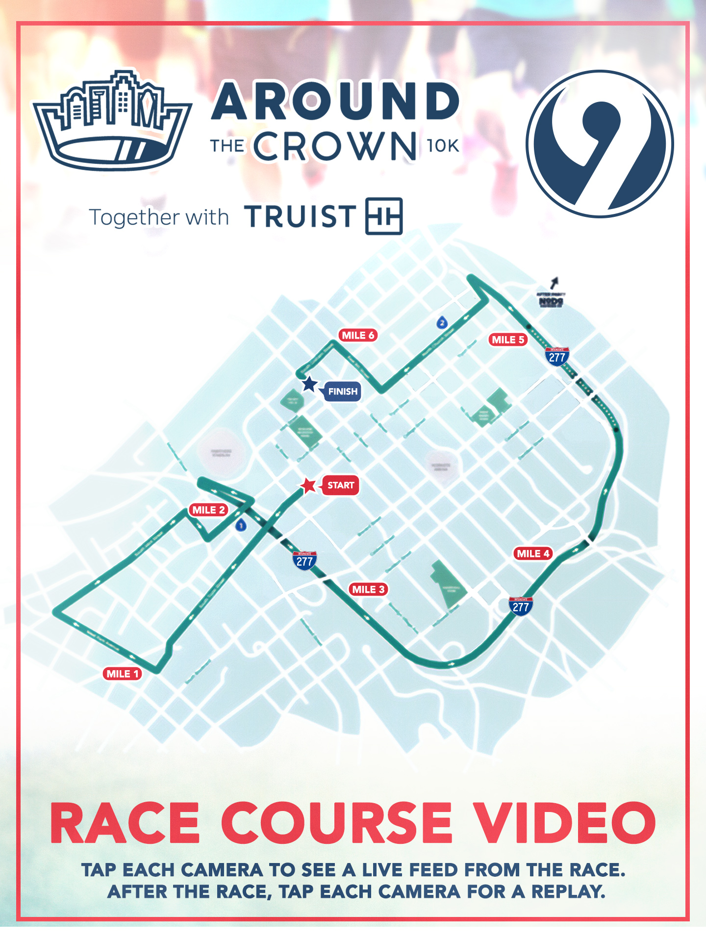 Around the Crown 10K interactive race map instructions