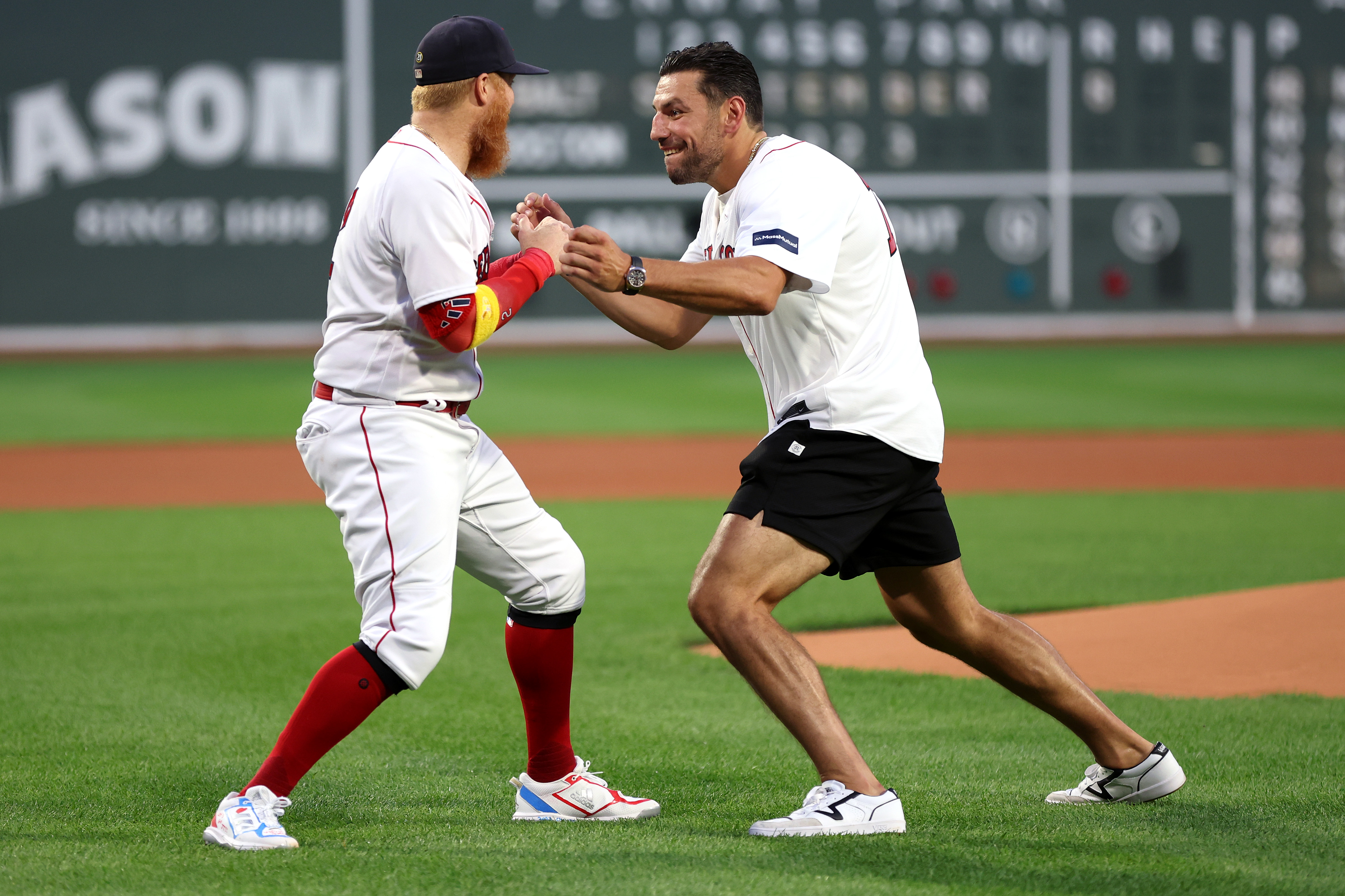 Bruins' Milan Lucic throws out first pitch at Red Sox, puts up the