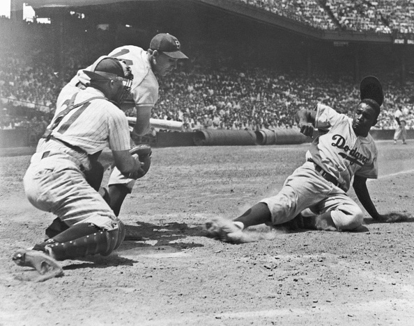 Jackie Robinson Getting Mvp Award by Bettmann