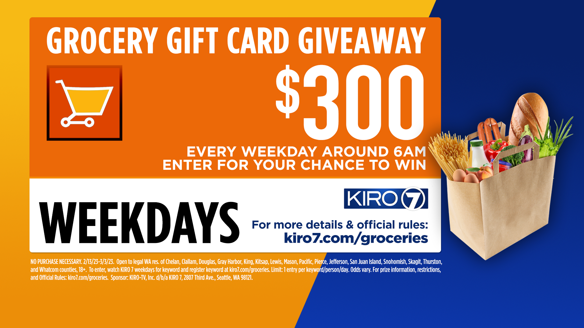 Enter for a chance to win a 300 grocery gift card! KIRO 7 News Seattle