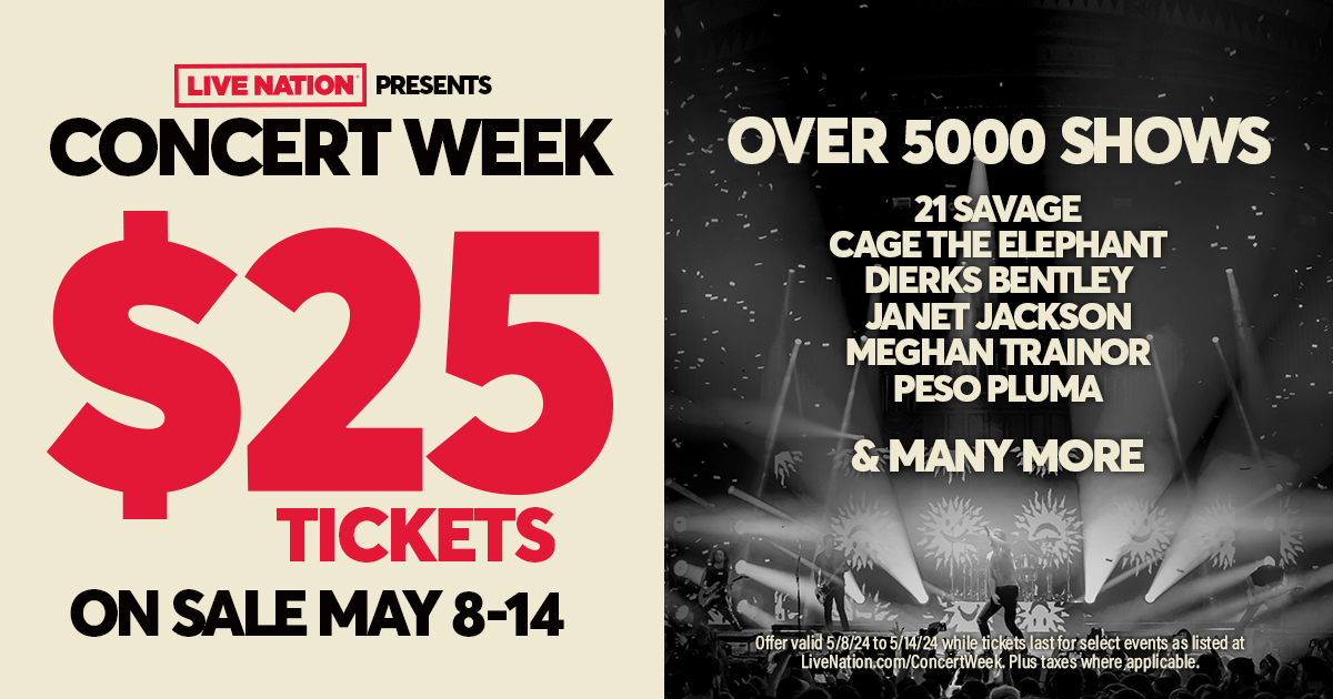 Live Nation offers $25 concert tickets for select shows; See the list of performers Action News Jax Live Nation offers $25 concert tickets for select shows; See the list of performers Action News Jax