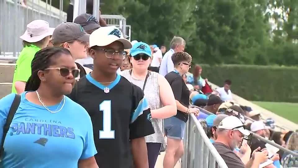 Carolina Panthers arriving at training camp in style