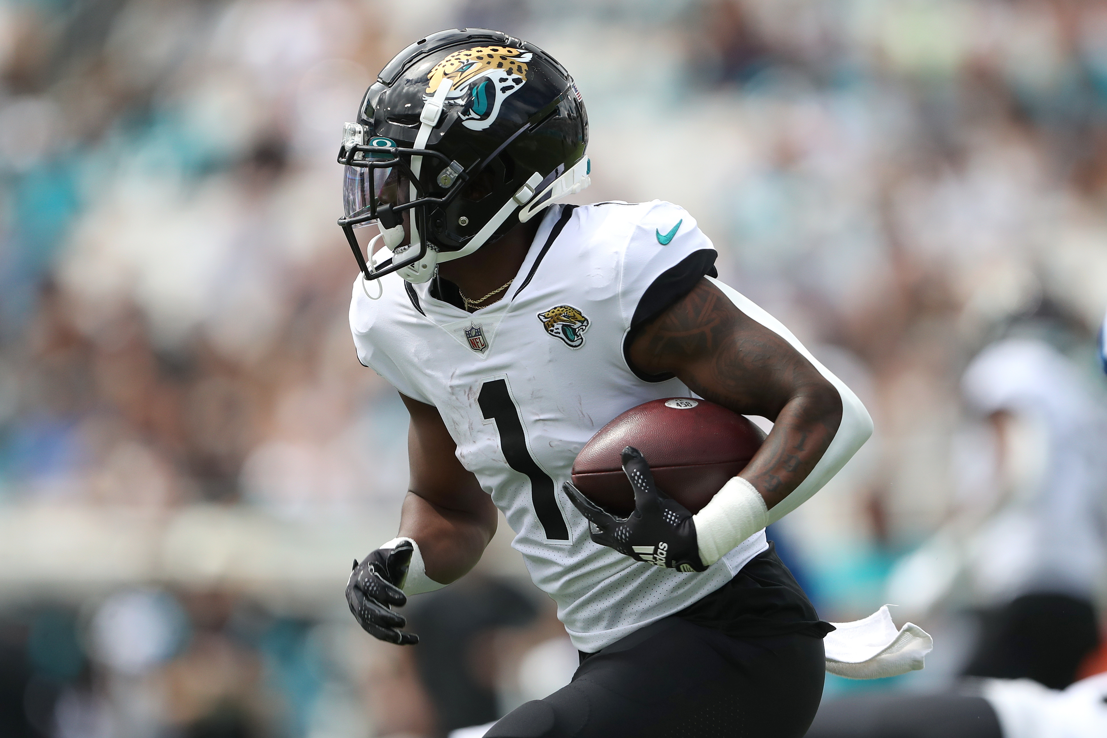 Denver Broncos linebacker Jonathan Kongbo (90) walks off the field after an  NFL football game against the Jacksonville Jaguars at Wembley Stadium in  London, Sunday, Oct. 30, 2022. The Denver Broncos defeated