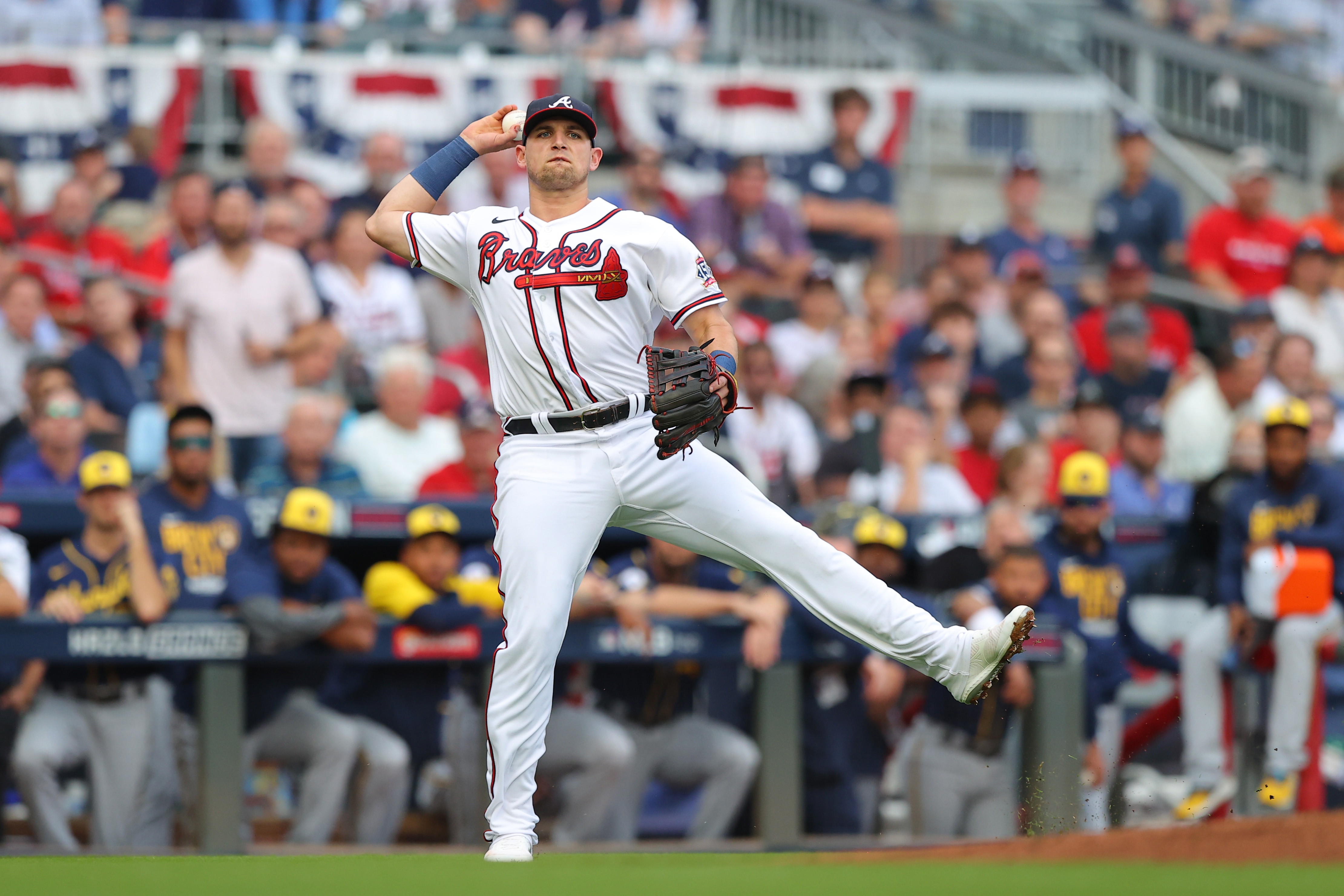 ATLANTA, GA - OCTOBER 12: Braves mascot Blooper with his pearl