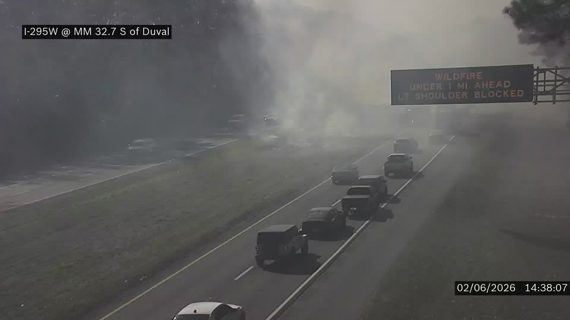Wildfire breaks out on I-295 median near Lem Turner Road in