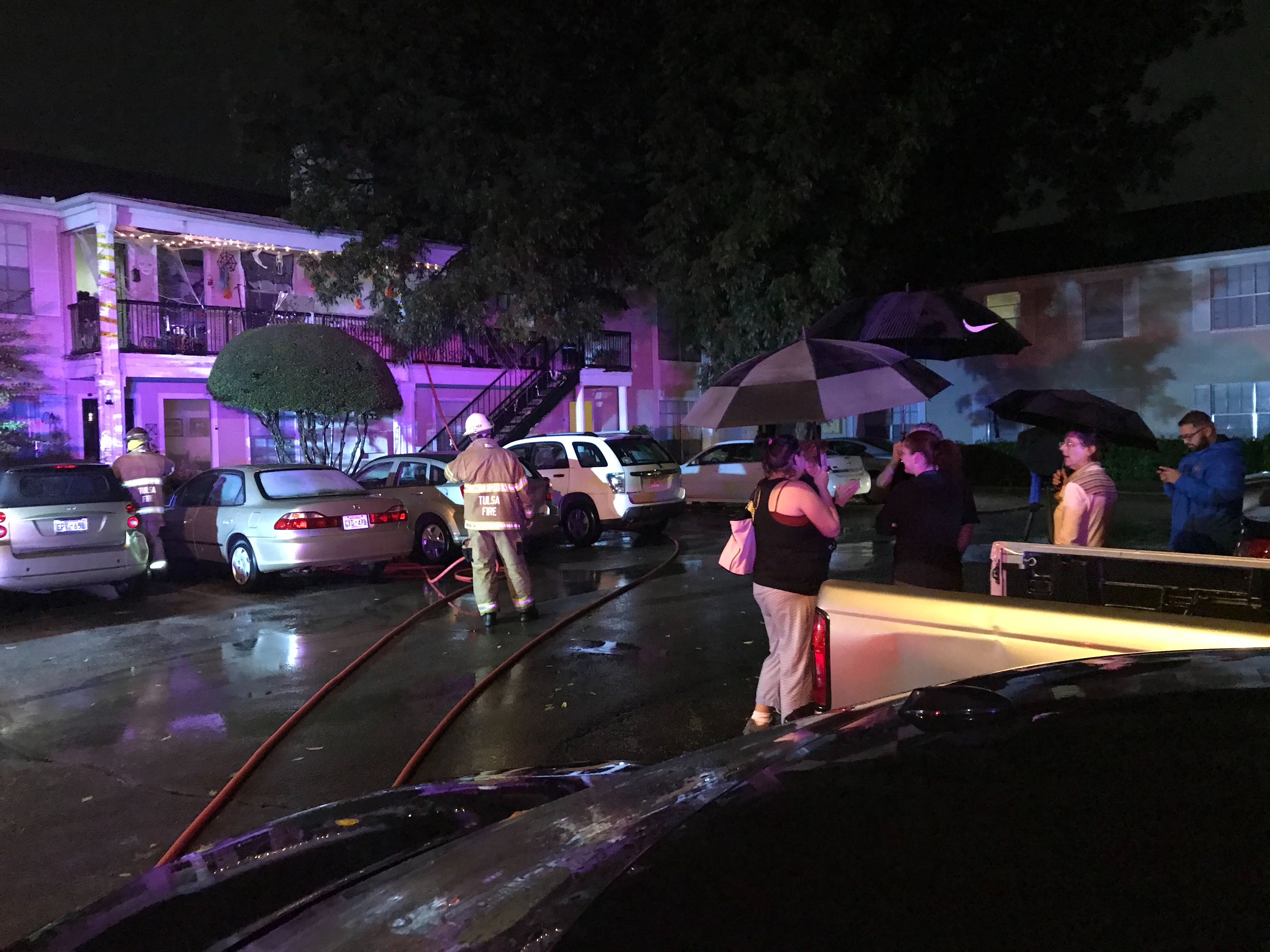 Apartment building fire, power outages reported during severe storms