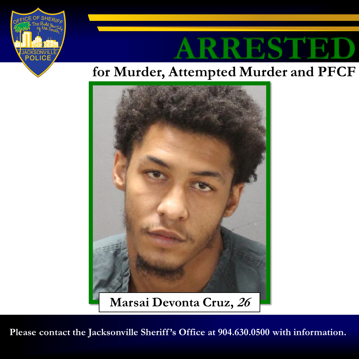 JSO: 26-year-old arrested for murder by US Marshals and SWAT team – 104 ...