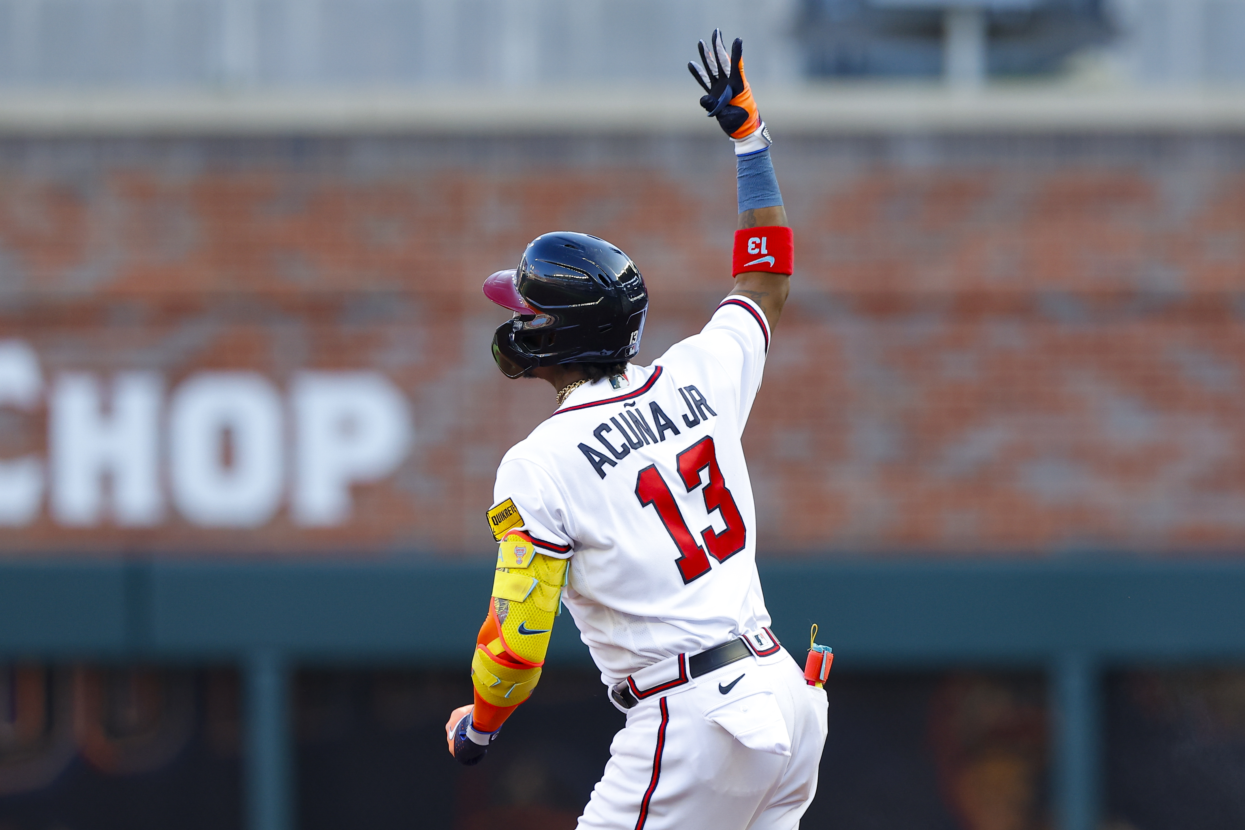 Atlanta Braves right fielder Ronald Acuna Jr. flips his bat after News  Photo - Getty Images