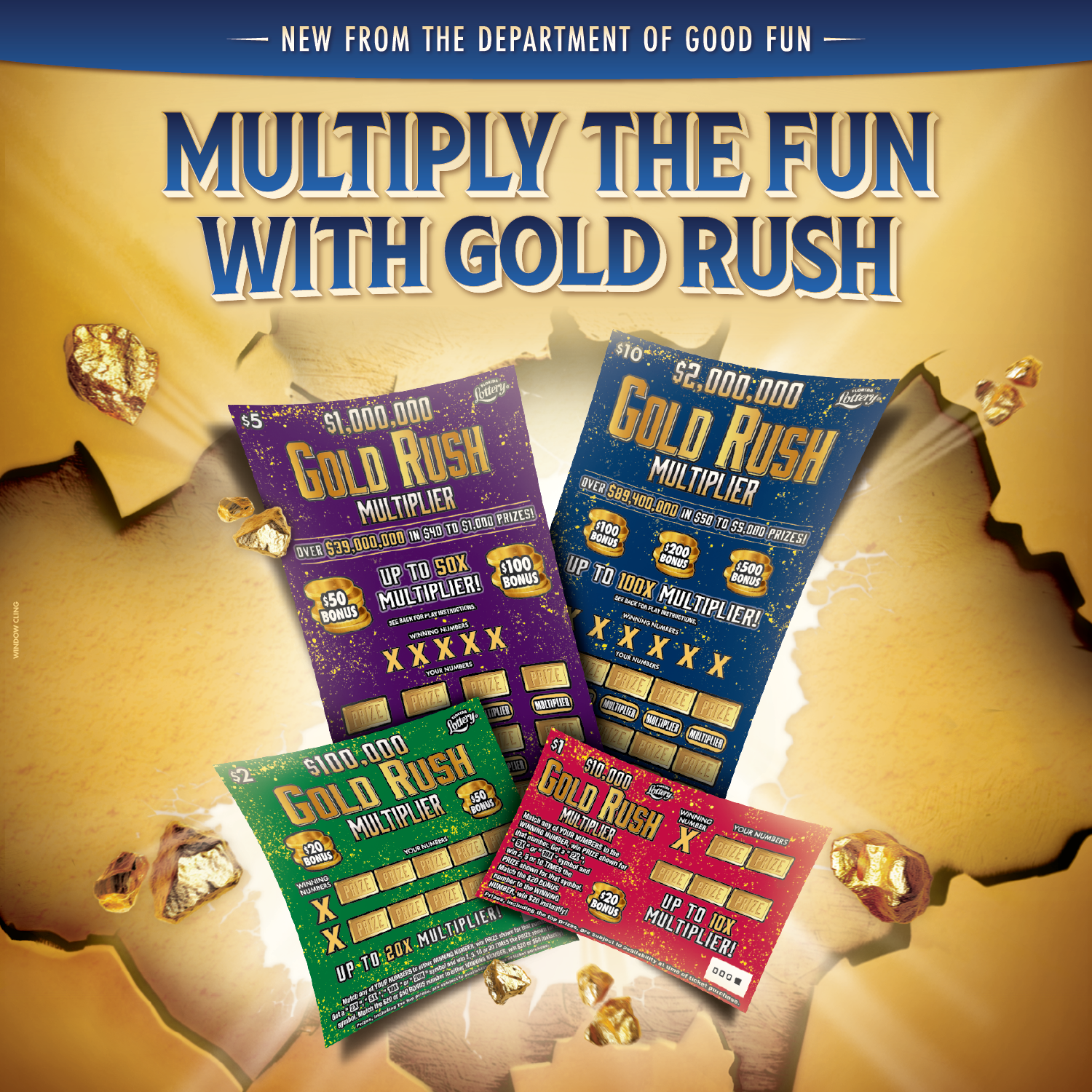Florida Lottery Newest Family Scratch-off Games GOLD RUSH