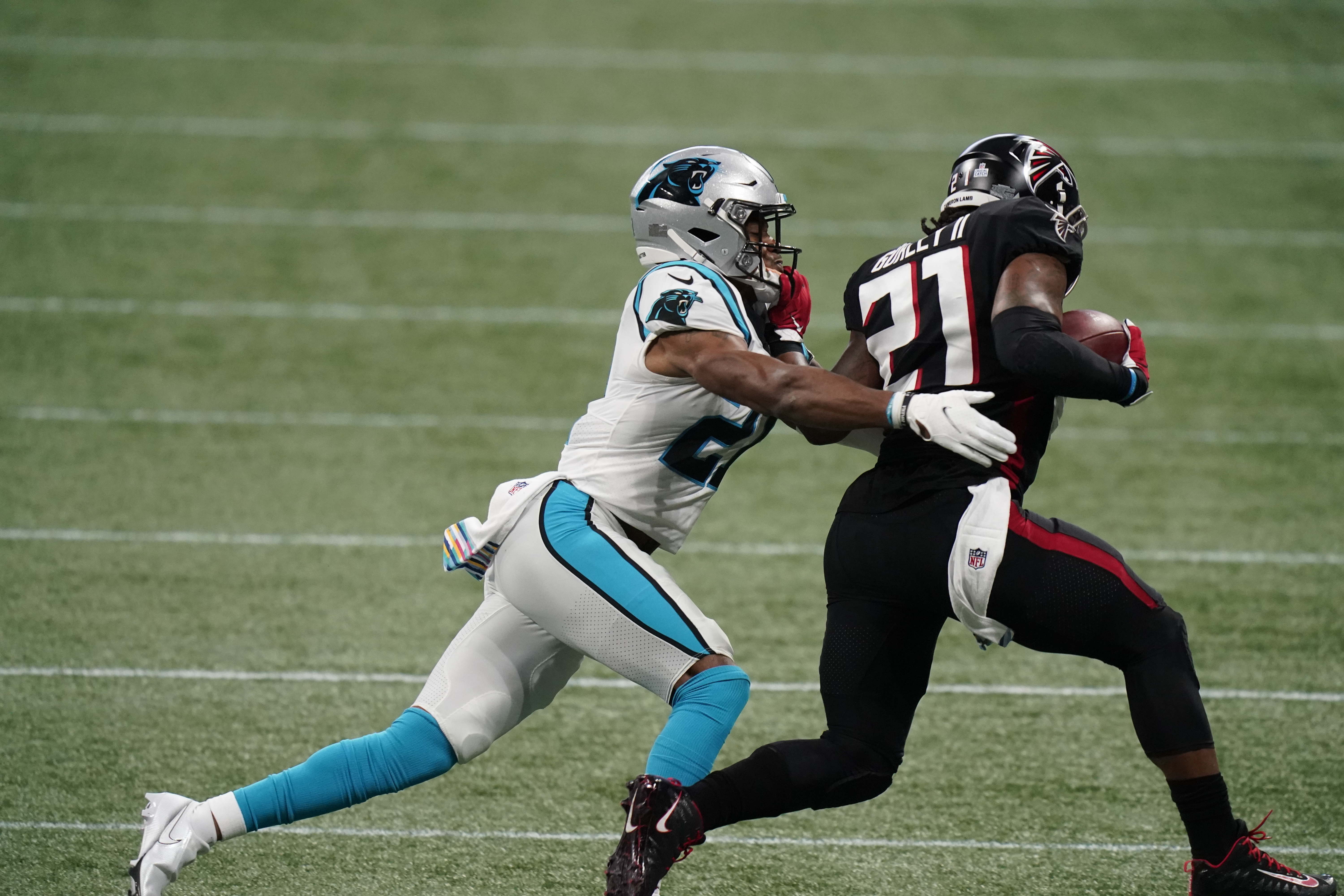 Bridgewater's 2 TDs, Burris pick lead Panthers over Falcons