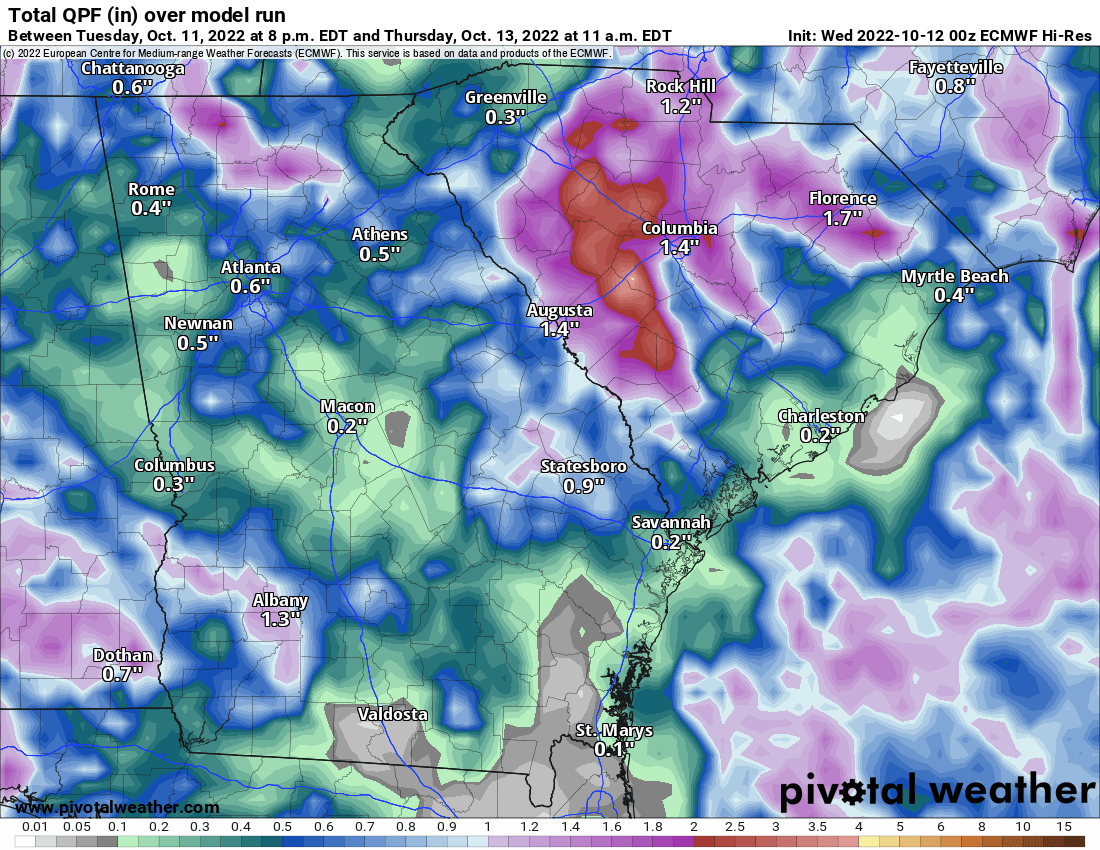 Off and on rain showers possible during the Braves game, heavy