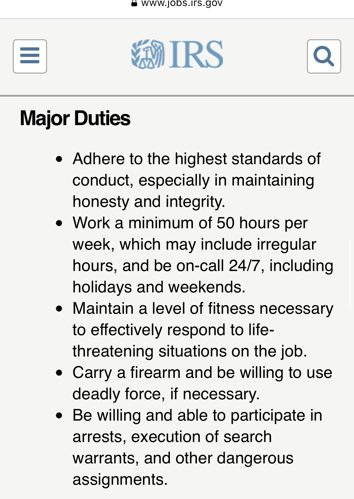 Since-deleted IRS job listing includes - &lsquo;must be willing to use 