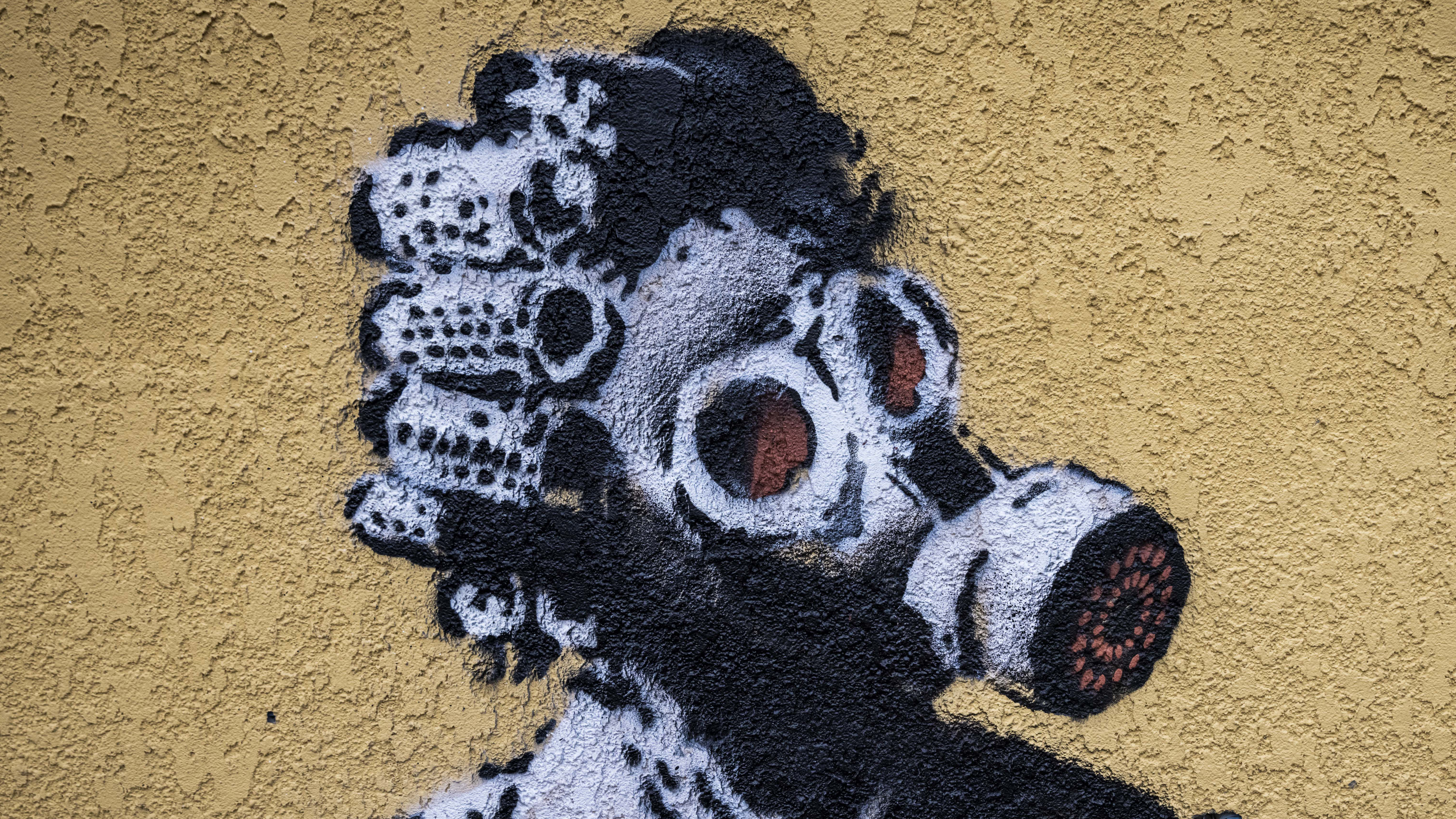 banksy gas mask