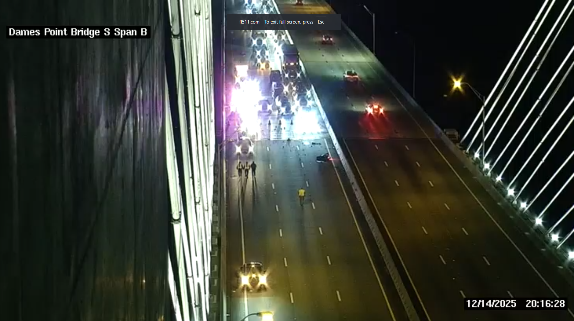 Traffic Alert: All northbound lanes on Dames Point Bridge closed