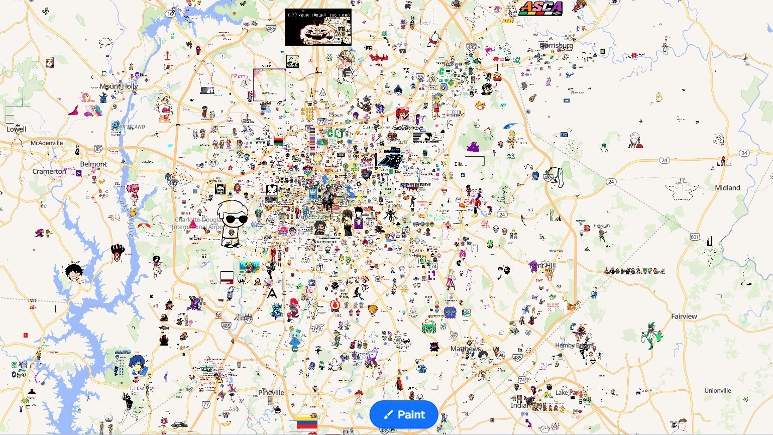 Pixel drawings cover Charlotte on interactive map 'Wplace' – WSOC TV