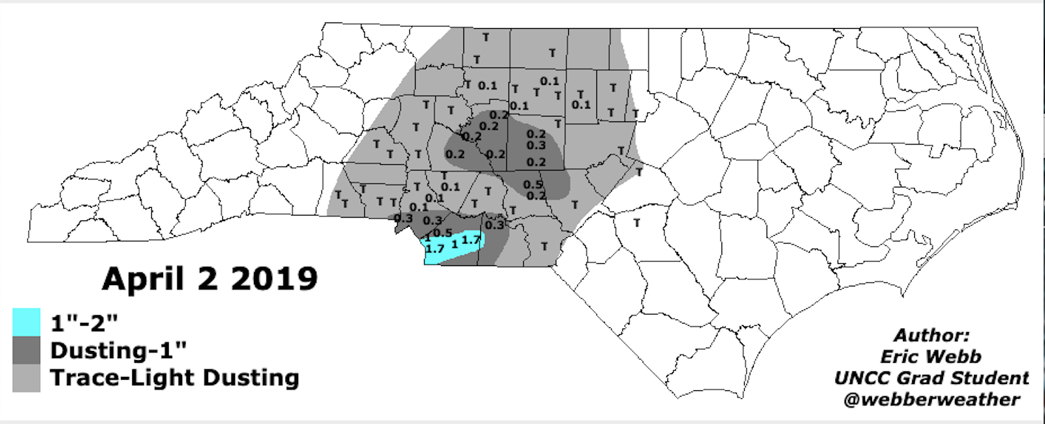April snow in North and South Carolina 95.5 WSB