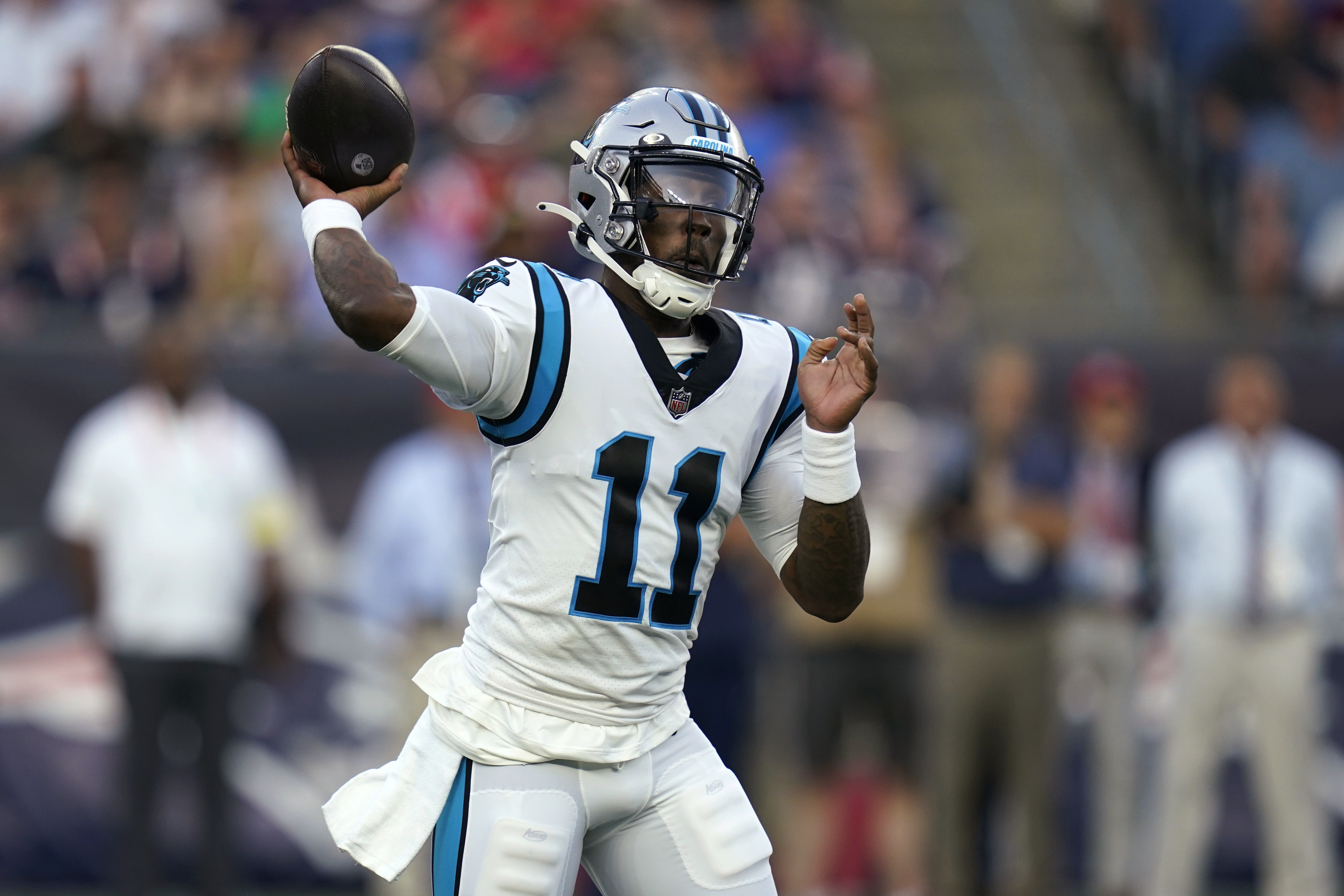 Carolina Panthers cornerback Tae Hayes runs into the end zone for