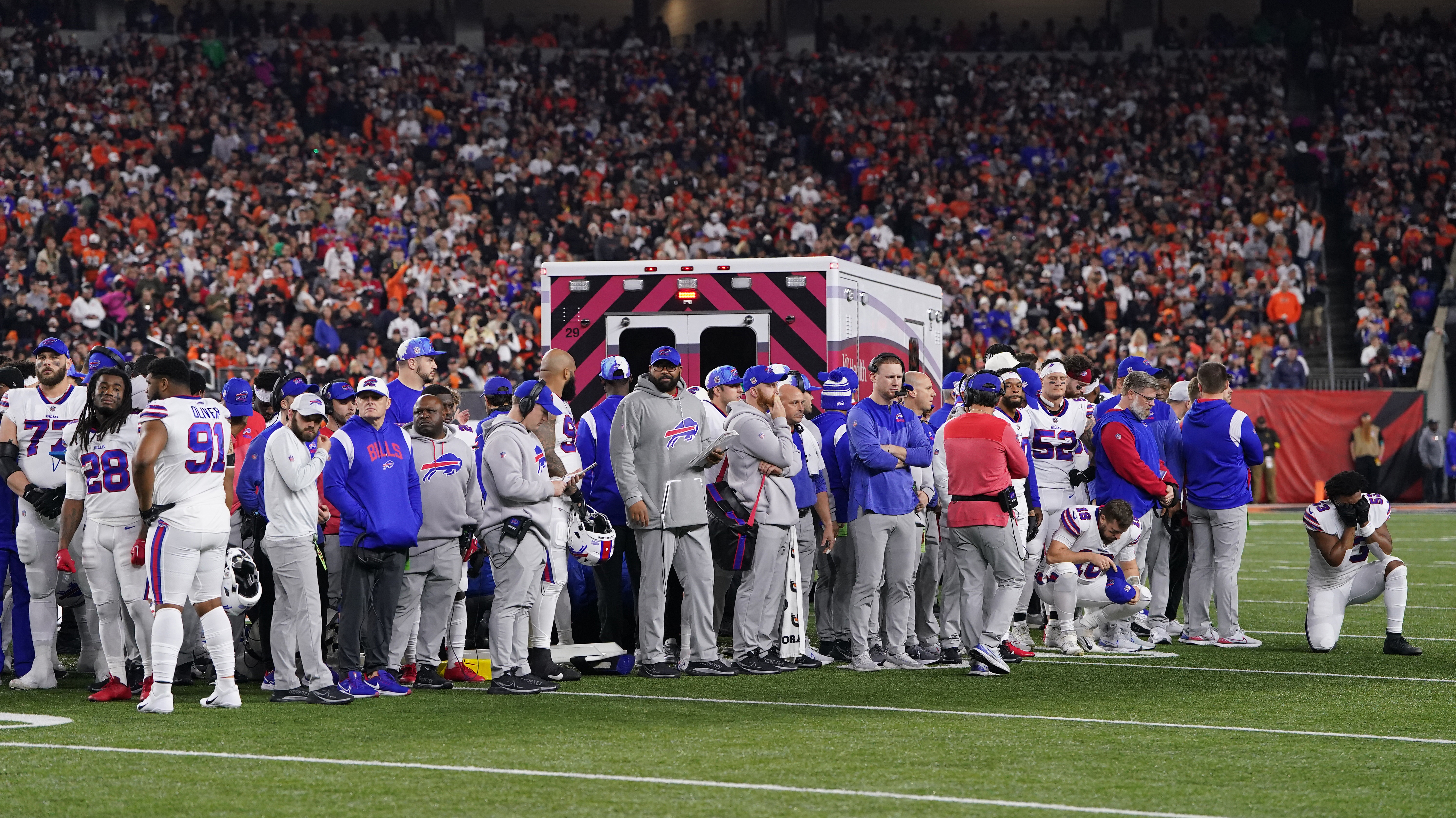 Bills' Hamlin in critical condition after collapse on field, game vs.  Bengals called off indefinitely