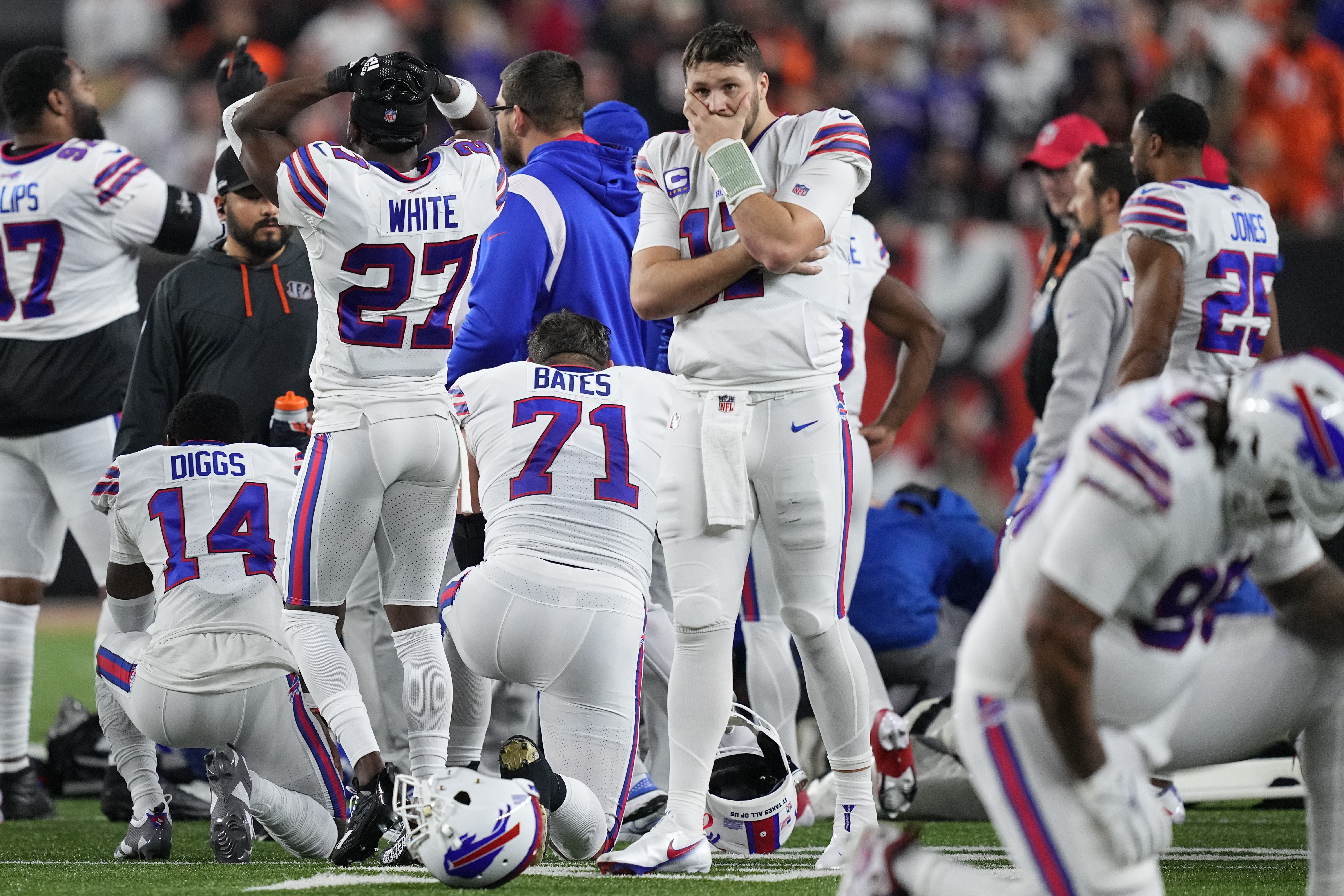 Terrifying football moment as Bills' Hamlin collapses after tackle