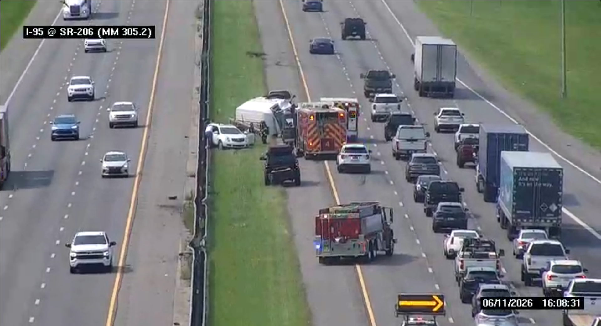 TRAFFIC ALERT: Crash at SR-206 on I-95 closes southbound lane