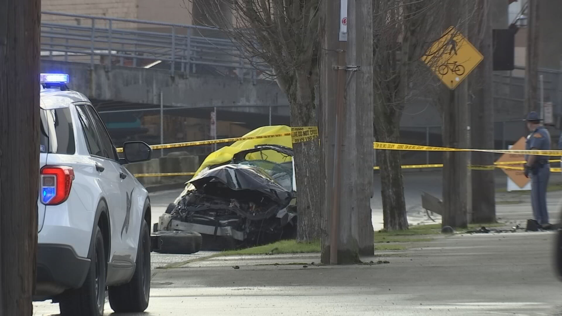 Car collides with microwave thrown from St. John's overpass late