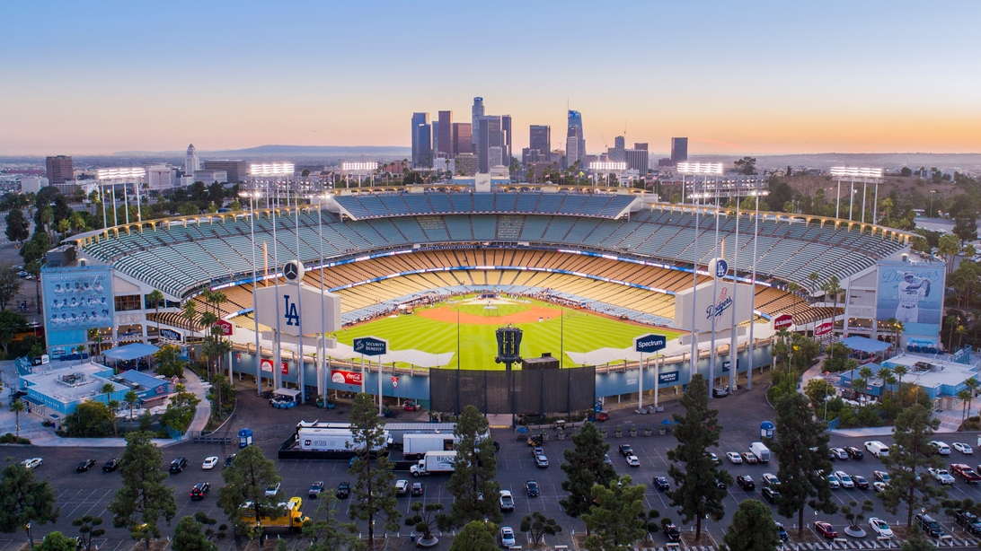 Fish Eye View Of The Los Angeles Dodgers Stadium Background