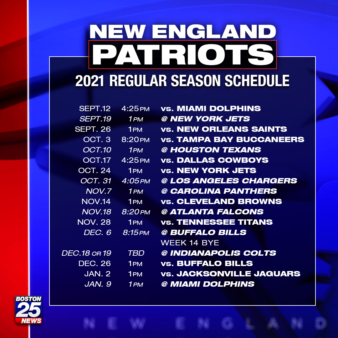 Patriots schedule 2021: Tom Brady, Bucs visit in Week 4 for one of