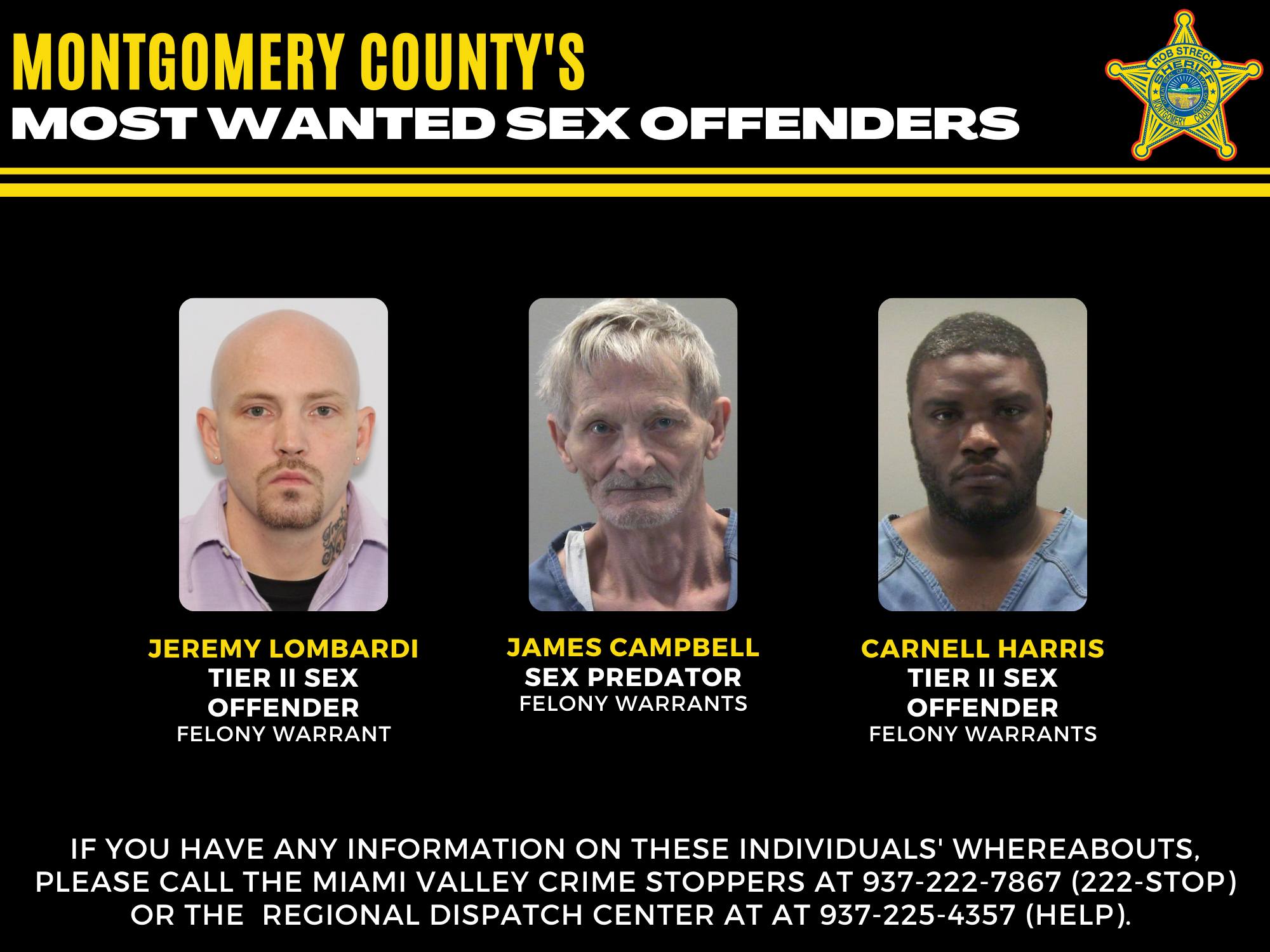 Montgomery County Sheriffs Office seeks information on whereabouts of three wanted sex offenders foto