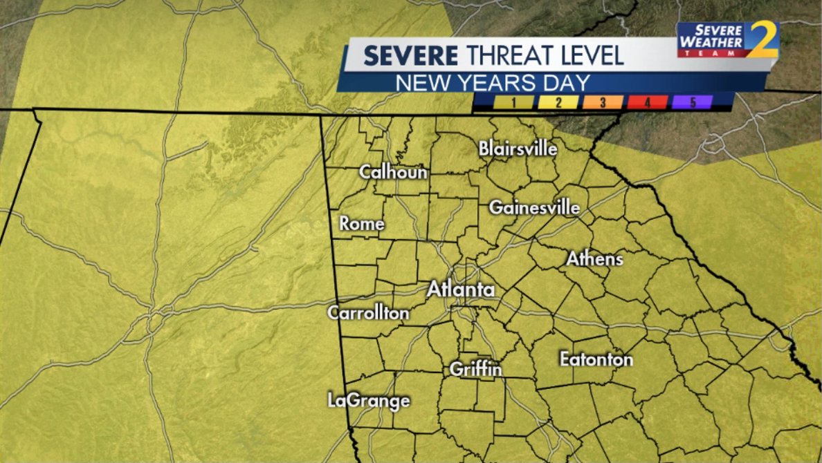Severe weather possible on New Year’s Day - WSB Atlanta