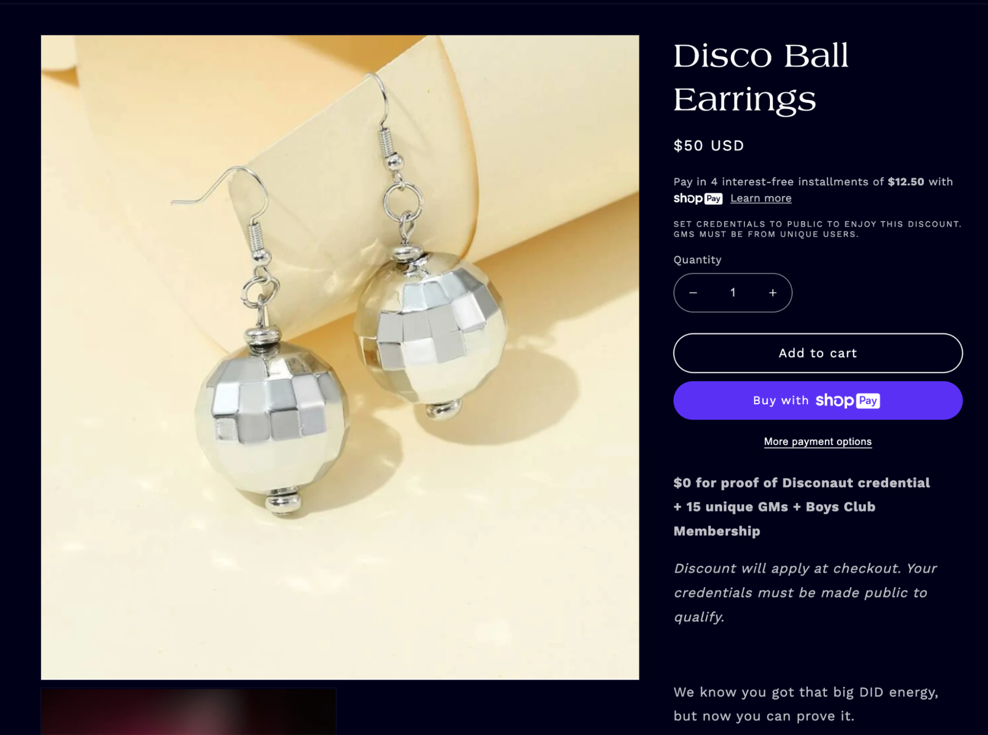 Amscan Disco 70S Disco Ball Earrings Multicoloured