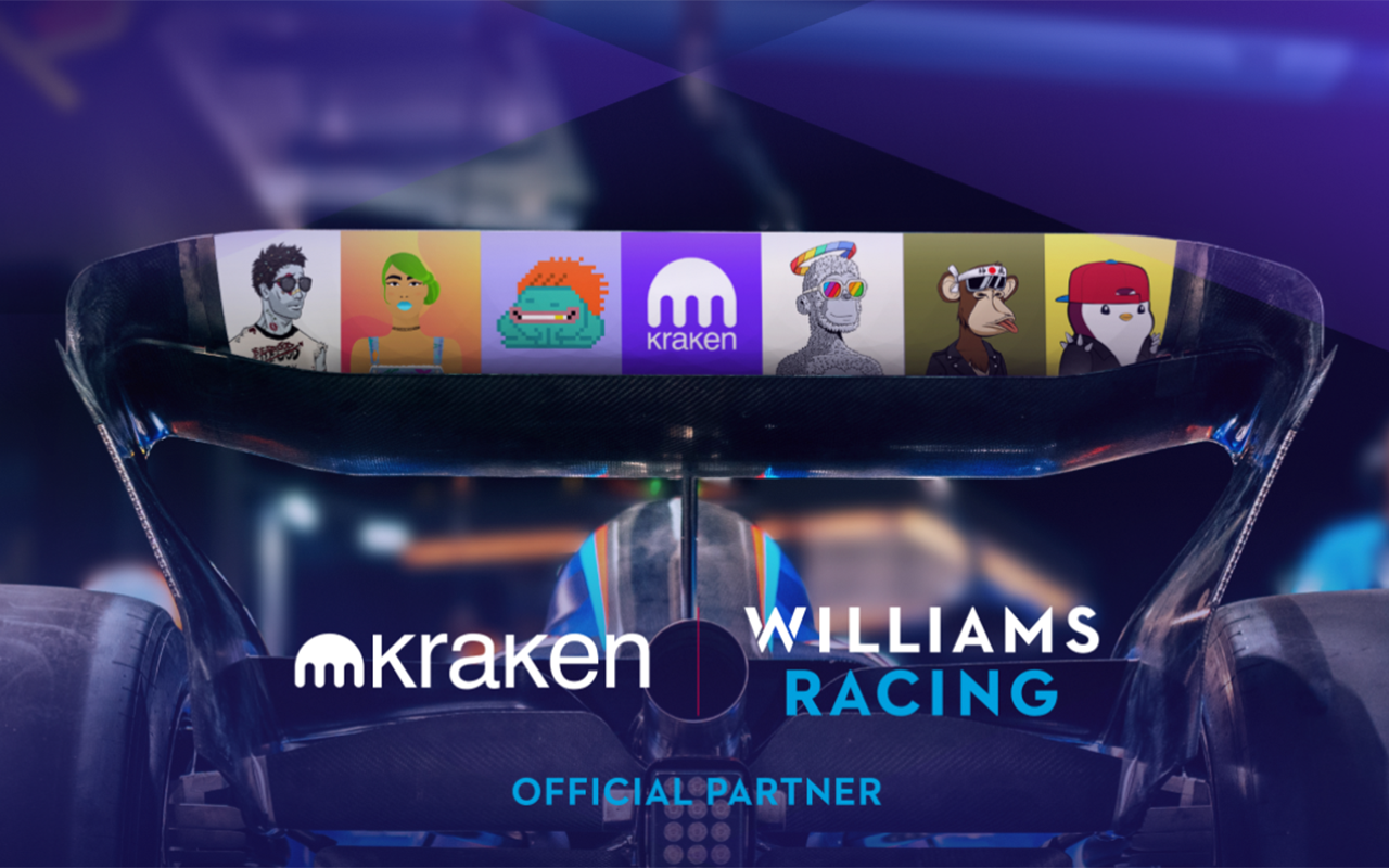 Through Kraken and Williams Racing's partnership, NFTs will be displayed on the back of the cars during the U.S. Grand Prix (Kraken)