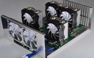 Big fans: A look at the Neptune miner without its cover. Source: KnCMiner