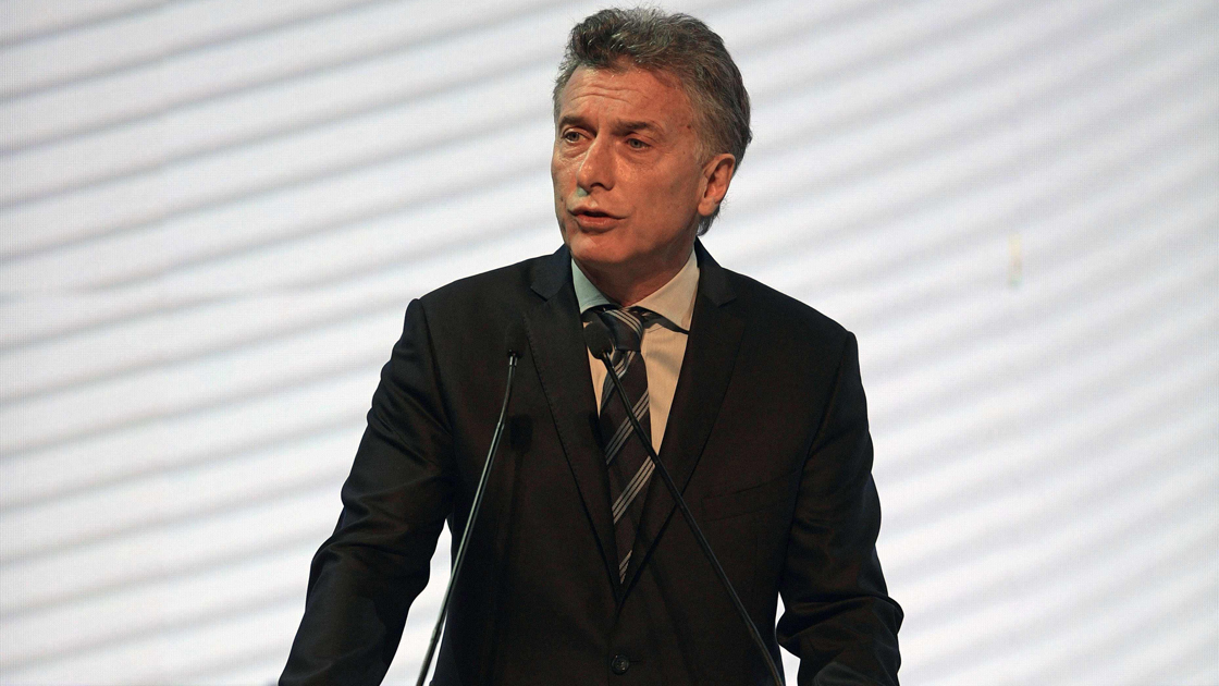 Argentina's President Mauricio Macri delivers a speech during the lau