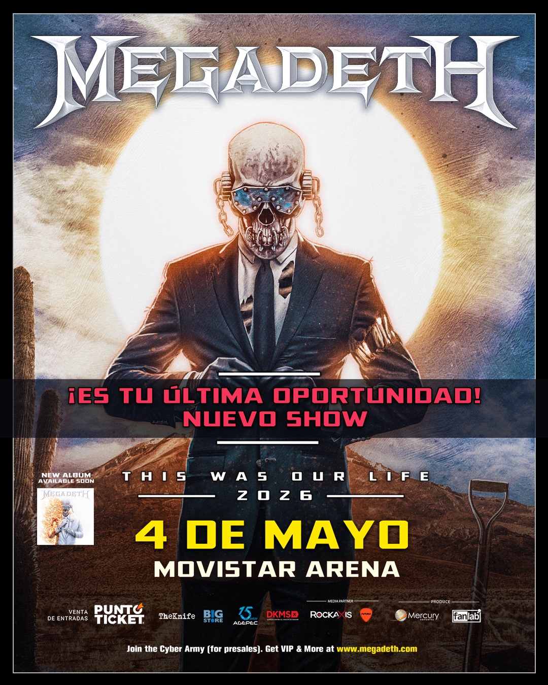 Megadeth anuncia segundo show en Chile para su gira de despedida