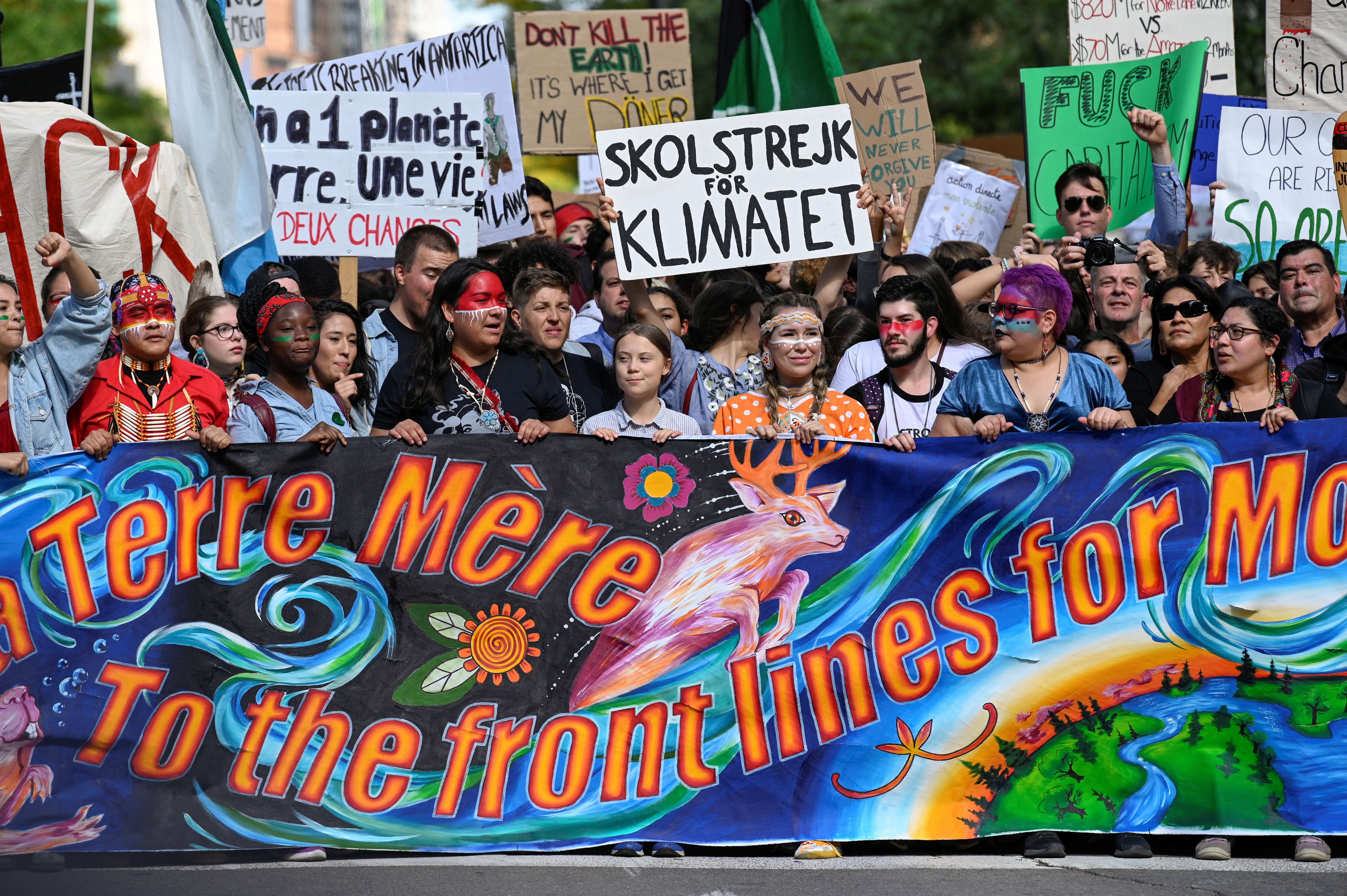 Climate change teen activist Greta Thunberg joins a climate strike march in Montreal