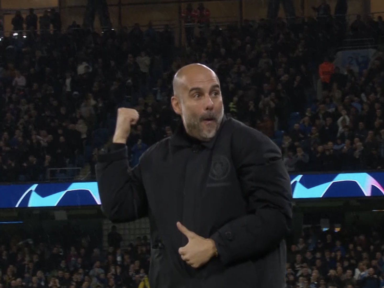 La reacción de Guardiola tras el segundo gol de Haaland en la Champions League.