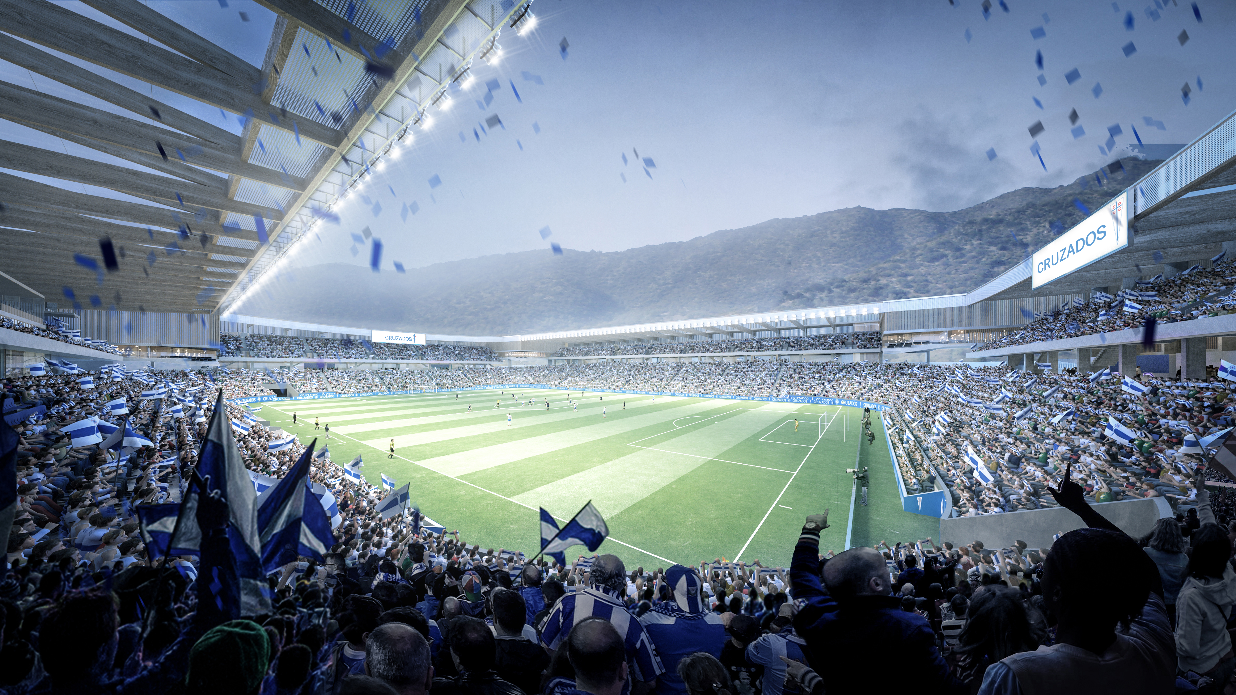 Imagen virtual del interior del estadio San Carlos de Apoquindo modernizado.