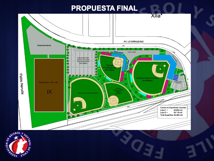 El plano del proyecto que el béisbol pretende edificar en Cerrillos.