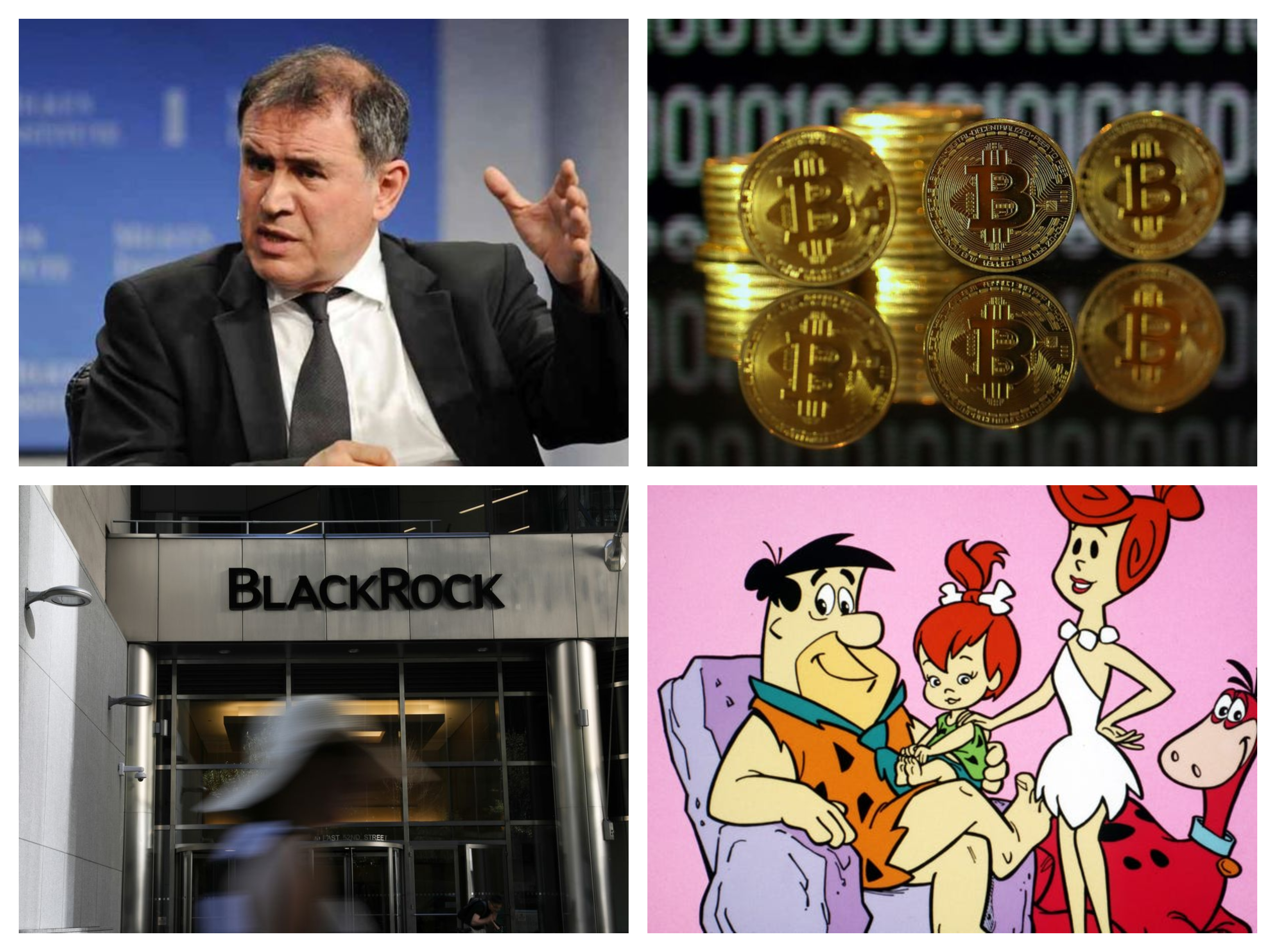 Roubini critica a las criptomonedas y ejemplifica con Los Picapiedra, mientras BlackRock se abre a estudiarlas