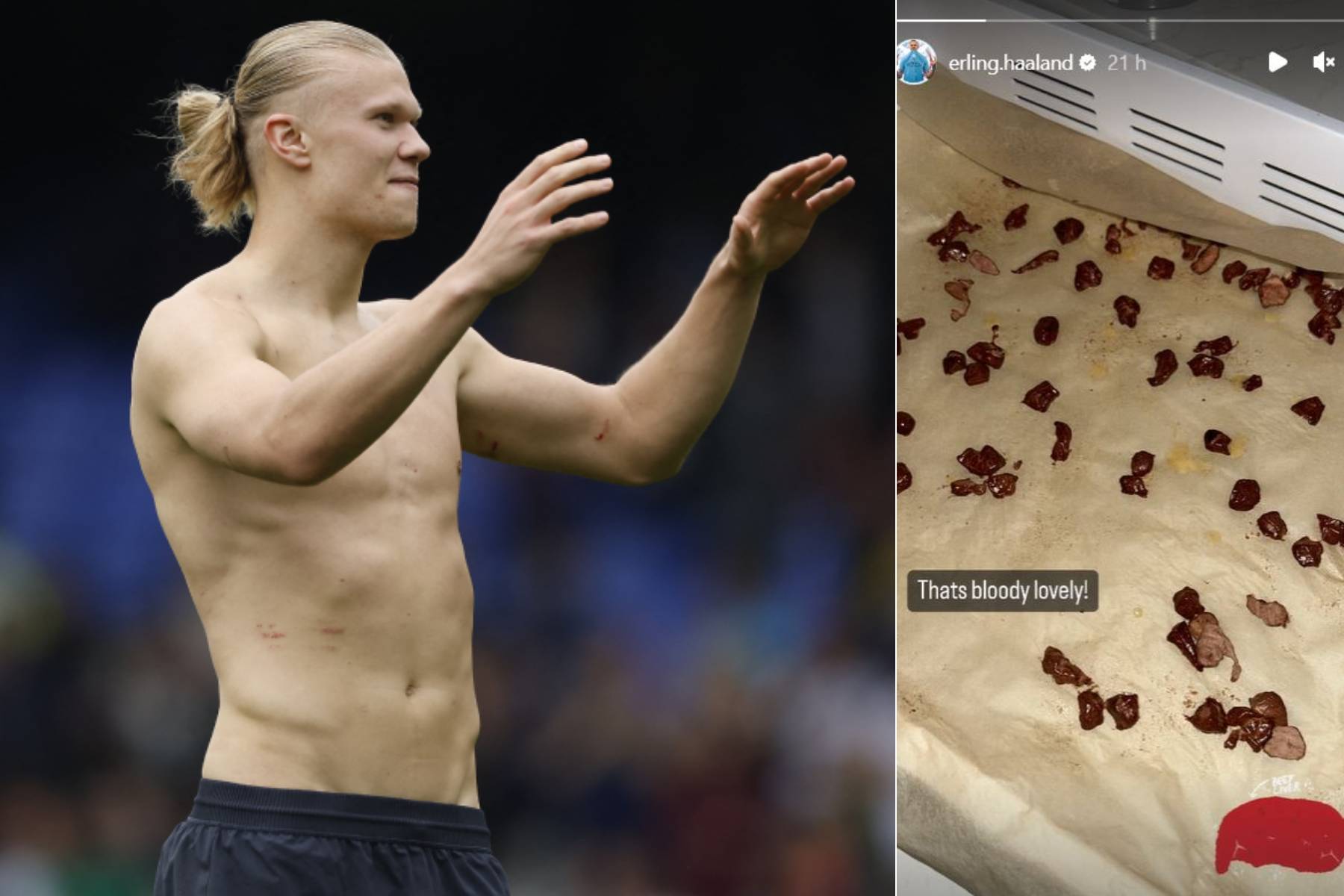 Erling Haaland compartió su merienda tras el triunfo del Manchester City sobre Everton por la Premier League.