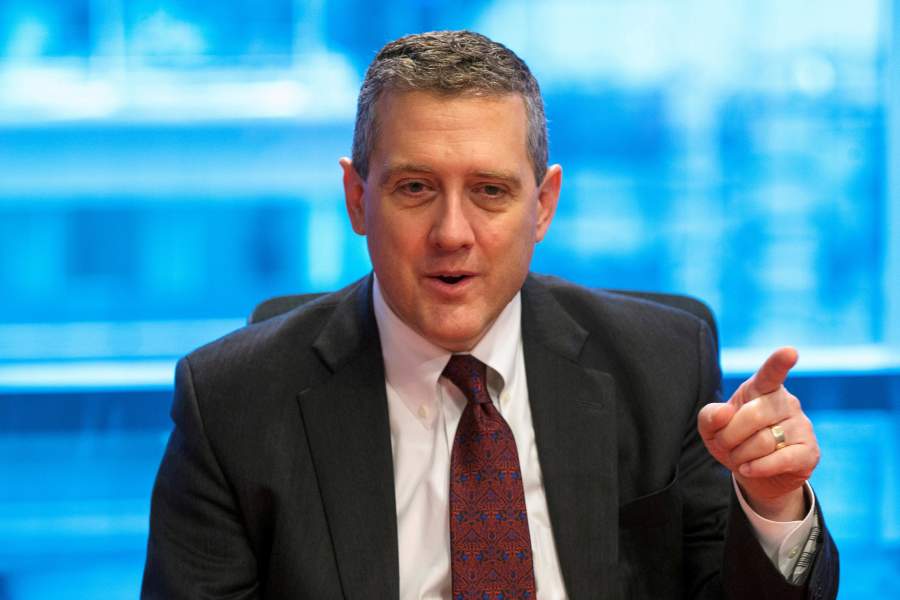 FILE PHOTO: St. Louis Fed President James Bullard speaks about the U.S. economy during an interview in New York