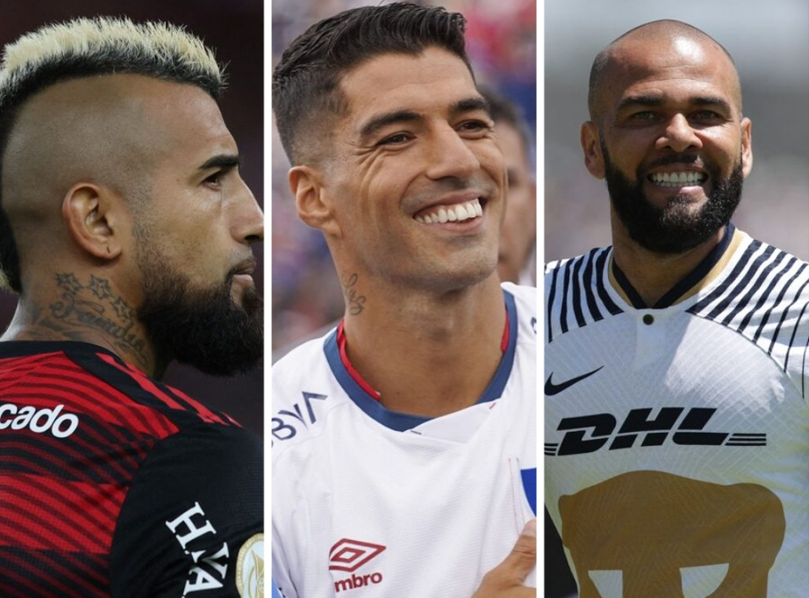 Las estrellas que volvieron al continente: Arturo Vidal (Flamengo), Luis Suárez (Nacional) y Dani Alves (Pumas de la UNAM).